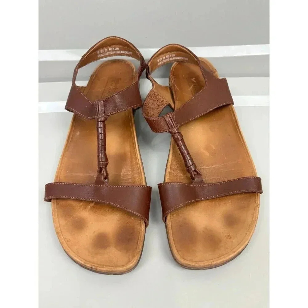 Timberland Smart Comfort System Brown Size 10 M Leather Sandals Slingback Open